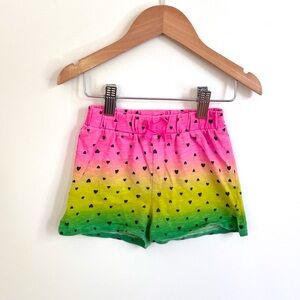 10/$35💥🖤 Neon Ombré Rainbow Summer Jersey Shorts, Lightweight Cotton Heart Print